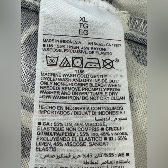 Old Navy Black and White Floral Linen blend spaghetti strap Mini Dress XL - Picture 7 of 7